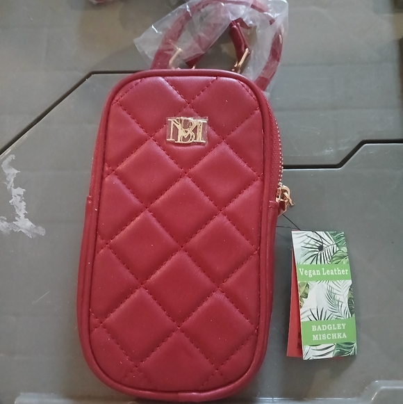 Badgley Mischka Handbags - Badgley Mischka Brick Red Quilted Crossbody Bag Oval Phone Case with Long Strap